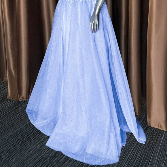 NEW A-LINE FLORAL EMBELLISHED GOWN W/ SWEETHEART NECK & PUFF SLEEVELESS AC 3041 - Picture 10 of 10